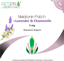 Respro Labs Natural Melatonin (3 mg) Relaxing Sleep Support Patch with Soothing Lavender, Chamomile, and Lemon Balm Essential Oils, Continuous Release - 24 Patches