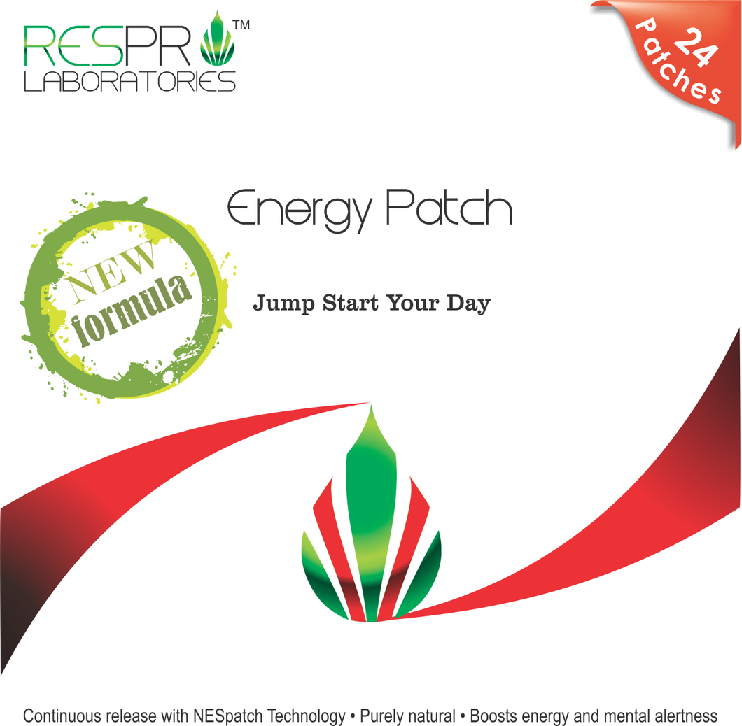 Respro Labs New Energy Patch with B12, Natural Guarana, and Black Pepper, Continuous Release - 24 Patches